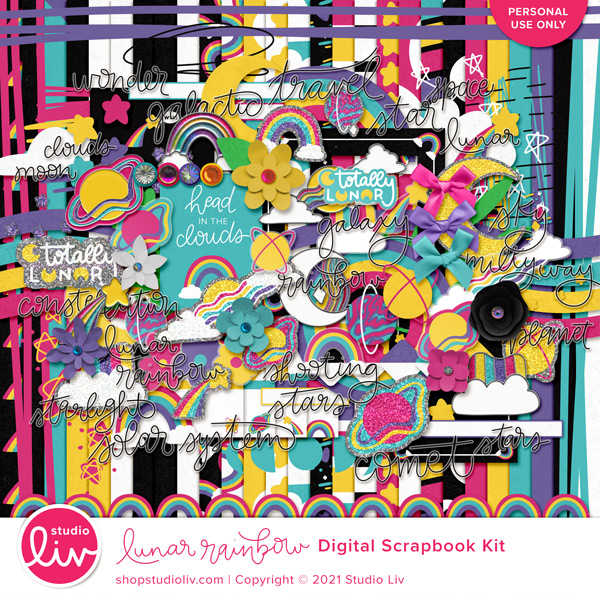 Lunar Rainbow Digital Scrapbook Kit preview