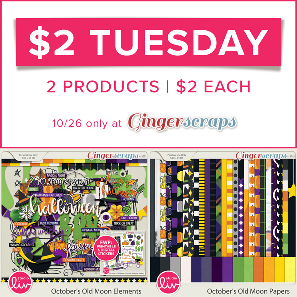 $2 Tuesdat 2 products | $2 each 10/26 only at GingerScraps