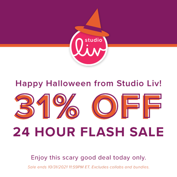 Happy Halloween from Studio Liv! 31% off 24 hour flash sale. Enjoy this scary good deal today only. Sale ends 10/31/2021 11:59PM ET. Excludes collabs and bundles.