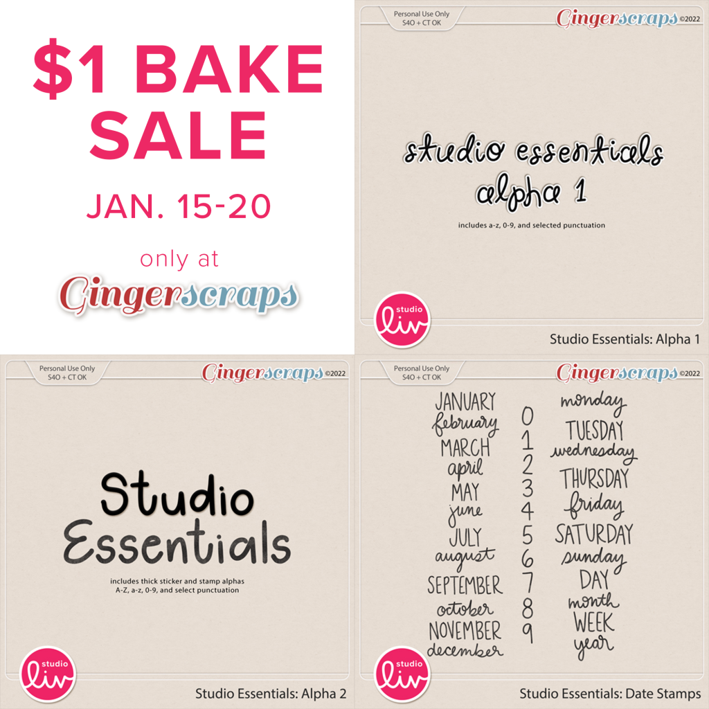 $1 Bake Sale Jan. 15-20 only at GingerScraps