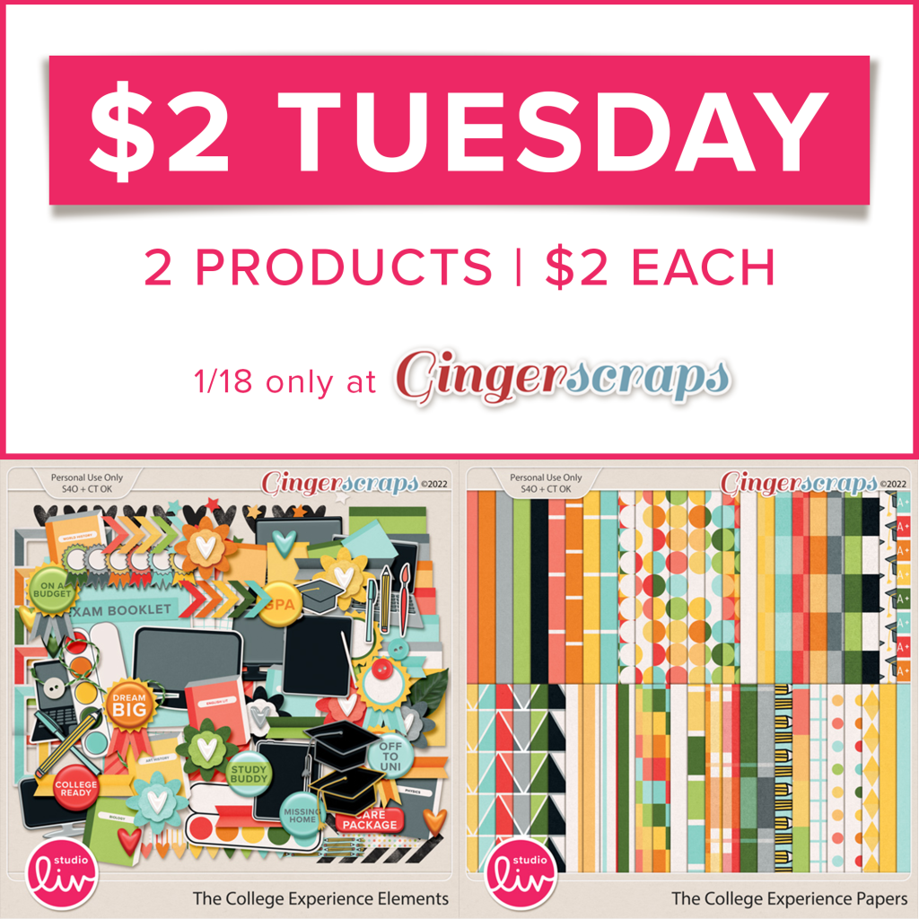 $2 Tuesday 2 products | $2 each 1/18 only at GingerScraps